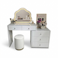 MFurn Modern White Dressing Table Set with LED Cloud Mirror