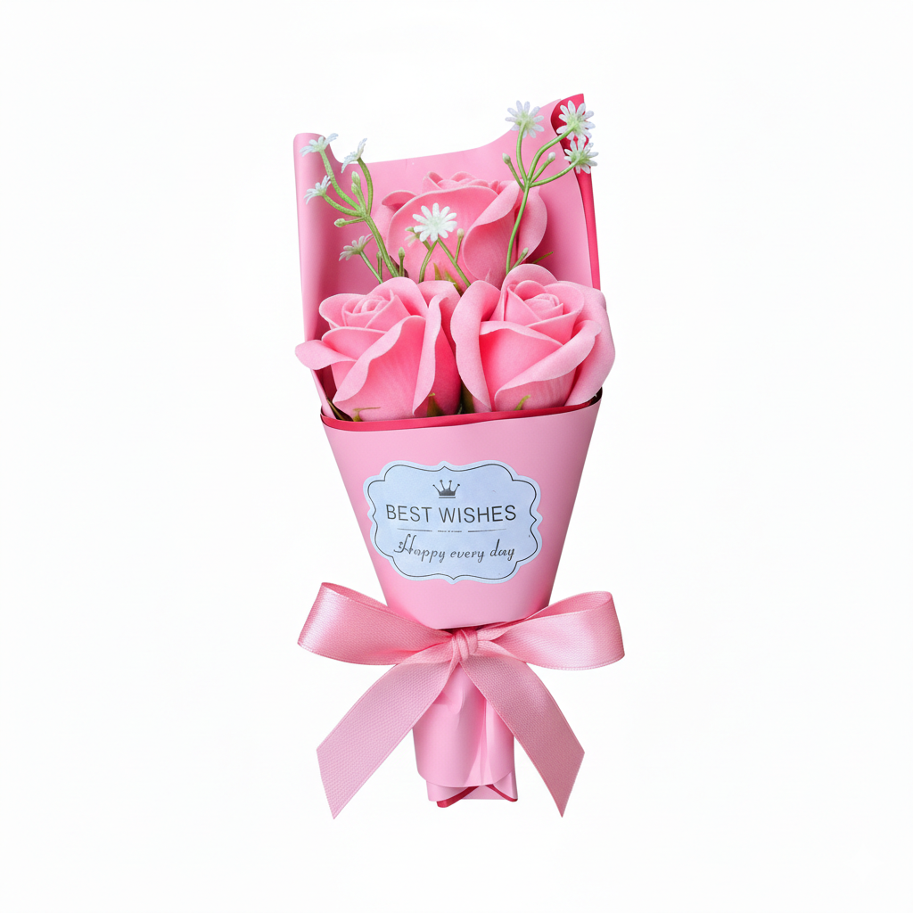 Scented Soap Rose Flower Gift Box – Everlasting Red Rose Bouquet (3 Roses)