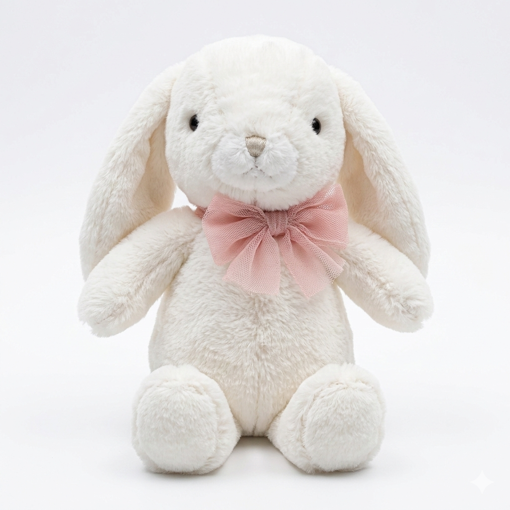 MBABY Plush Bunny Stuffed Animal – Ultra-Soft Pink Long-Eared Rabbit for Kids & Nursery Decor