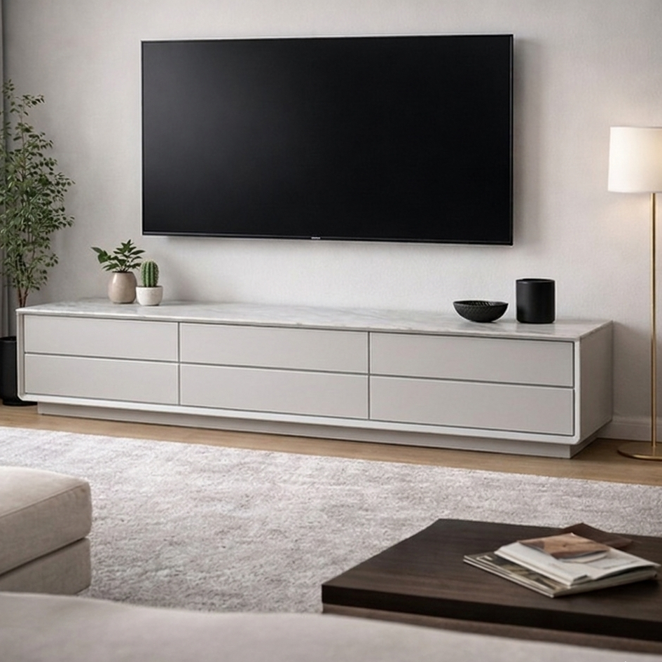 MFURN Modern TV Stand with 6 Drawers – 200cm Entertainment Unit