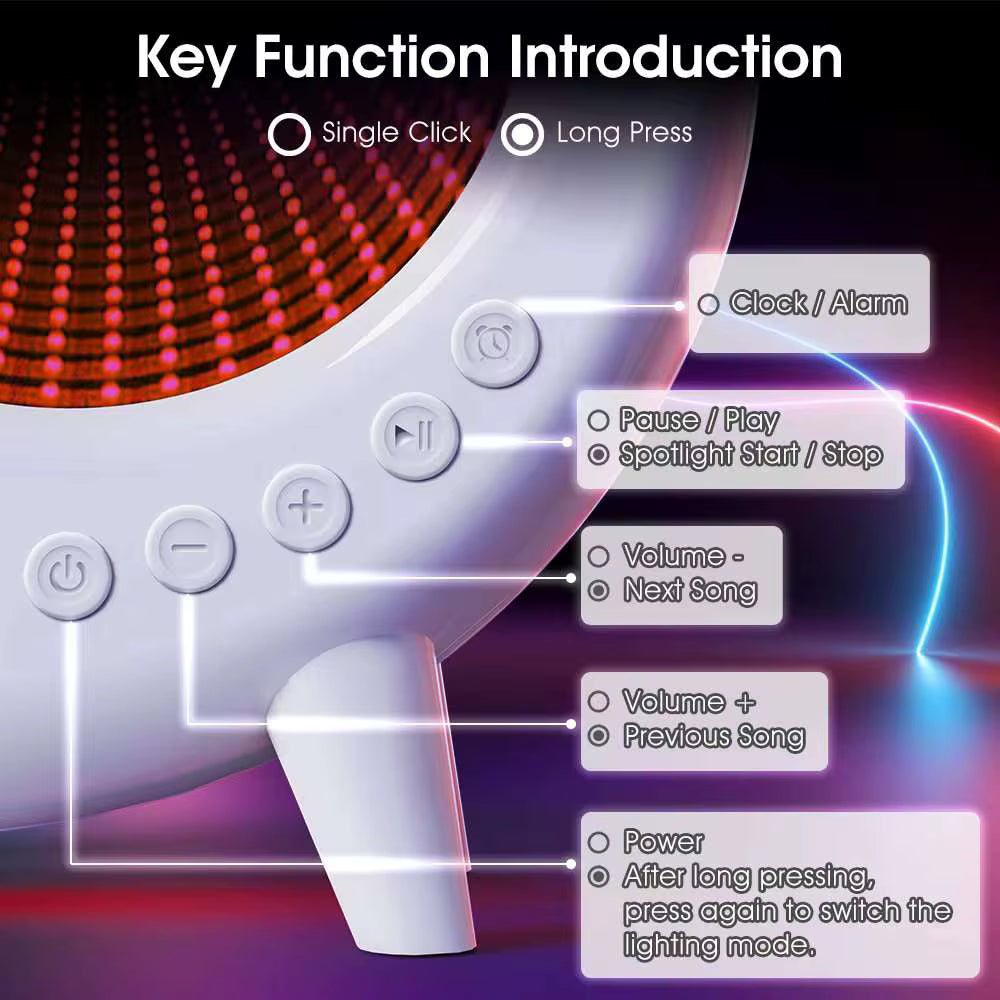MTech Wireless Bluetooth Speaker with LED Lamp, Alarm Clock & RGB Lights
