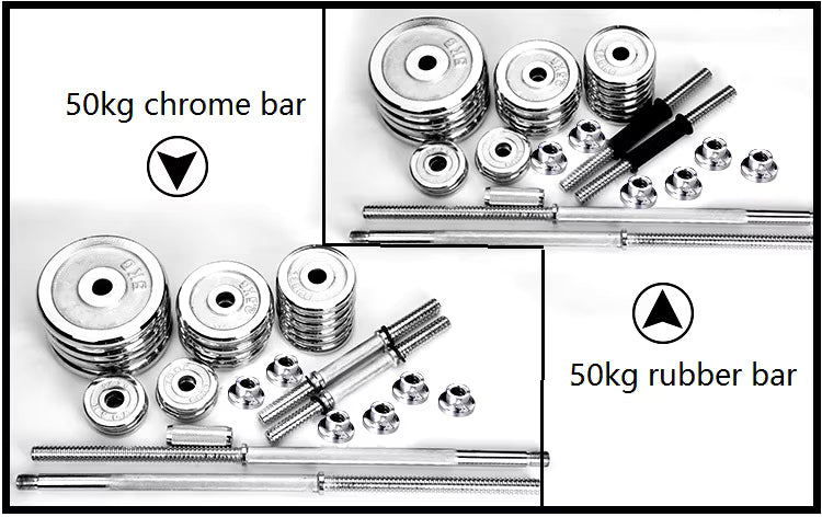 ProSportz 50kg Adjustable Dumbbell & Barbell Set – Iron Plates with Rubber-Coated Bars | Home Gym Strength Training Kit
