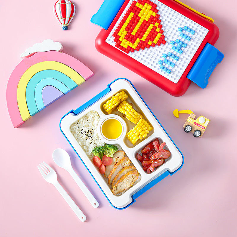 MHome BPA-Free Pixel Building Blocks Lunch Box – Kids’ Compartment Lunch Container