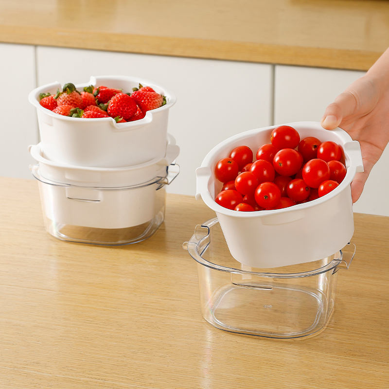 MHome Plastic Kitchen Colander Bowl Set – Double Layer Drain Basin