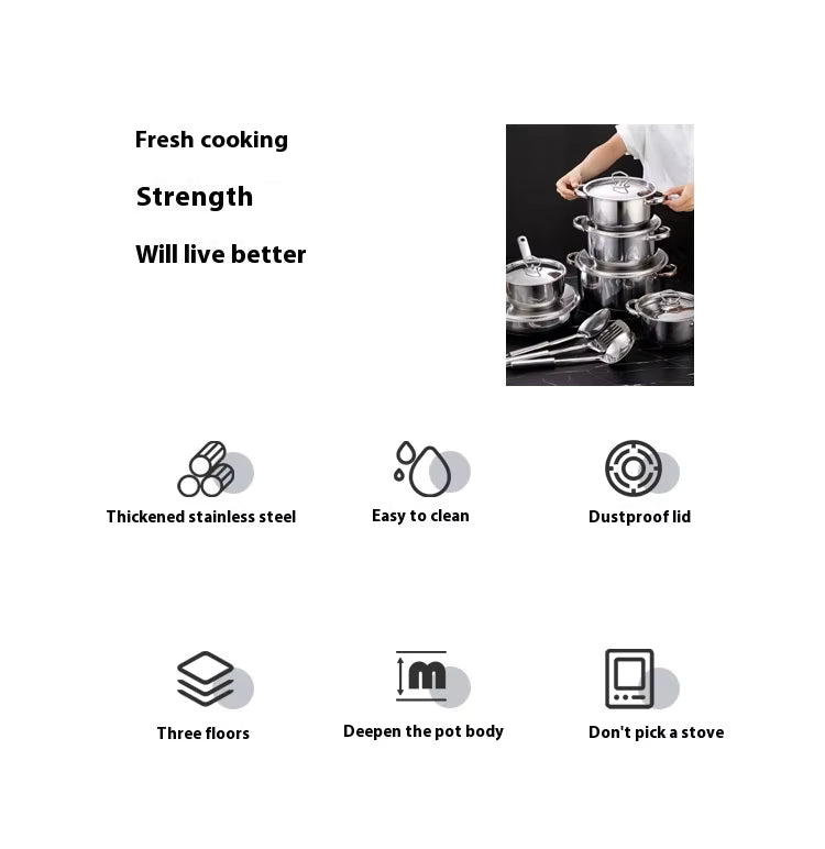 DOLPHIN 15-Piece Stainless Steel Cookware Set – Durable Pots & Pans