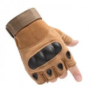 Hard Plastic Protective Half Finger Military Gloves
