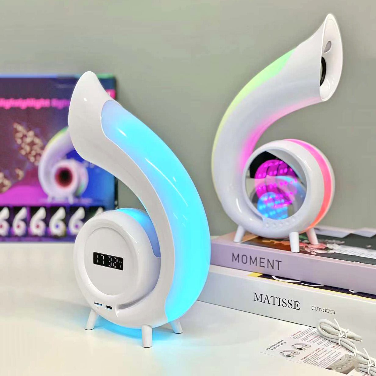 MTech Wireless Bluetooth Speaker with LED Lamp, Alarm Clock & RGB Lights