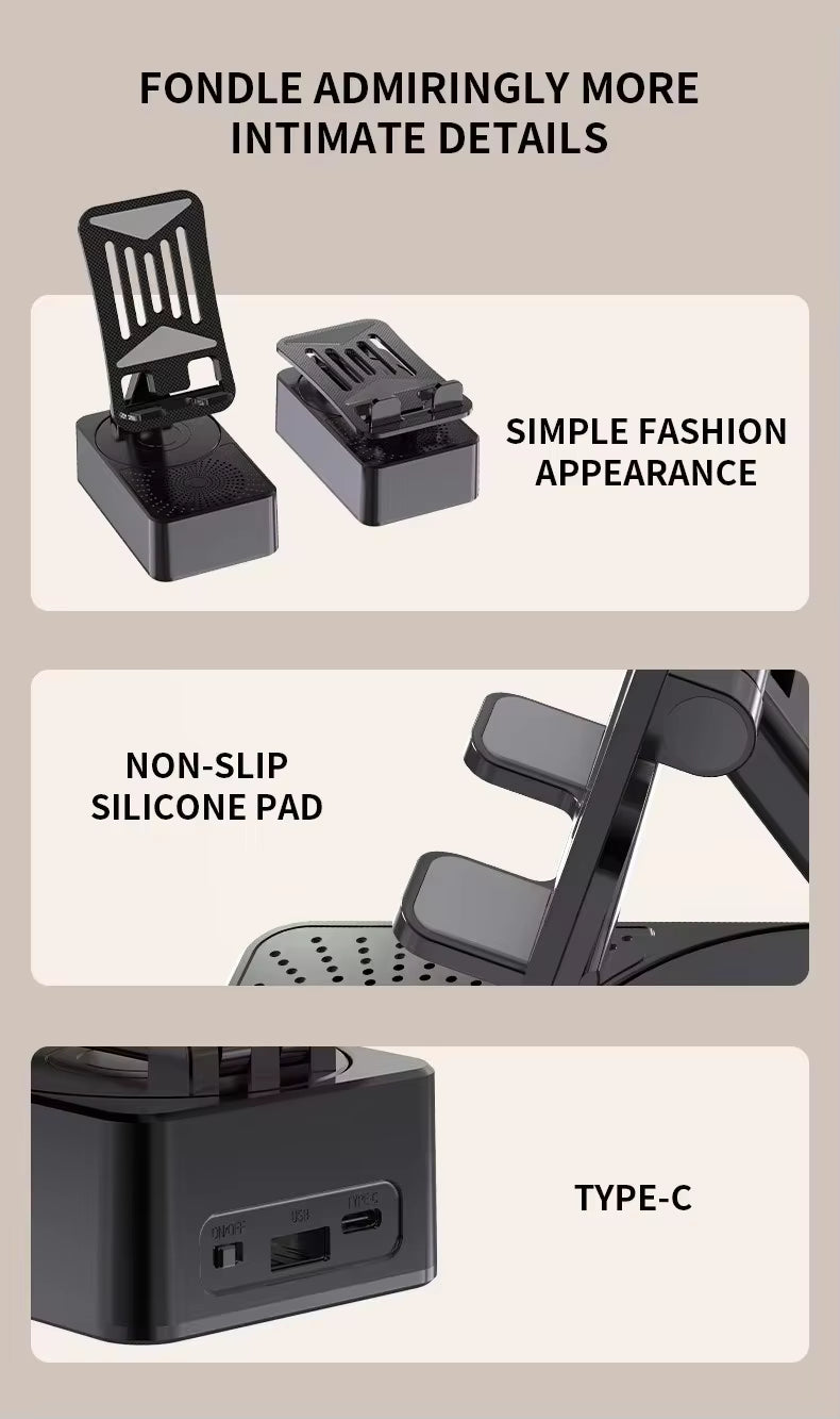 3-in-1 Phone Stand with Bluetooth Speaker & Power Bank