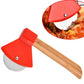MHome 360° Roller Axe Pizza Cutter – Stainless Steel Blade with Bamboo Handle
