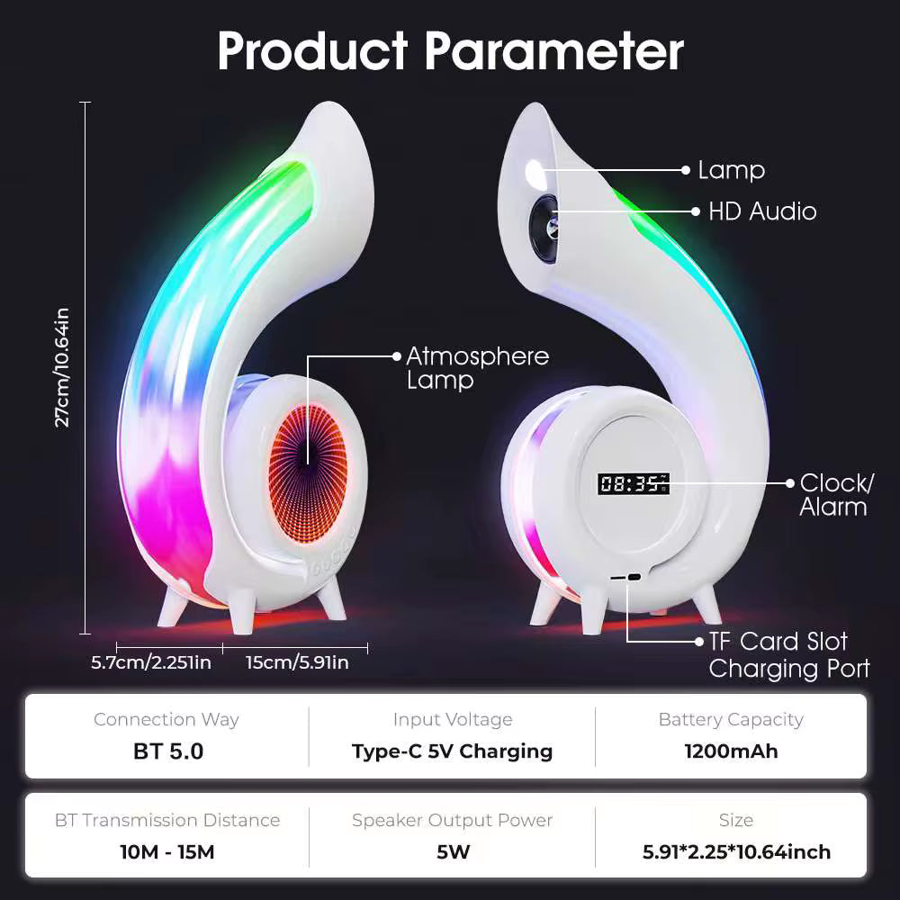 MTech Wireless Bluetooth Speaker with LED Lamp, Alarm Clock & RGB Lights