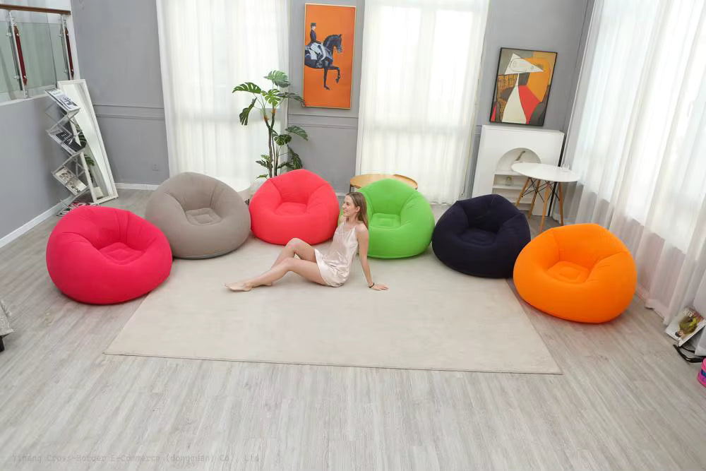 MHome Comfy Inflatable Sofa Chair – Soft Flocked Lounge Seat for Home & Gaming