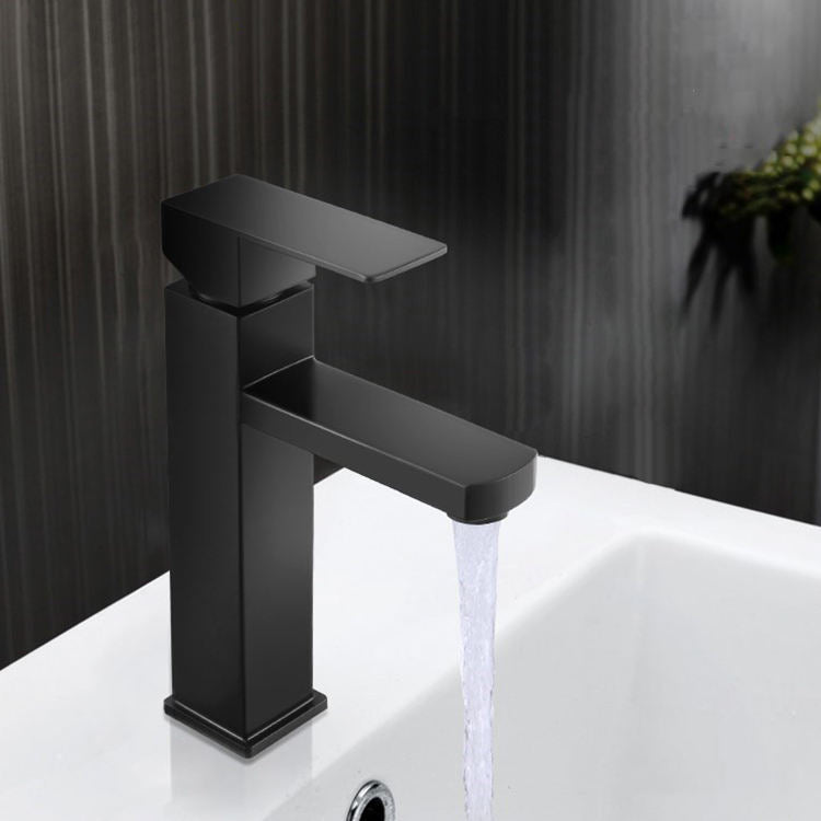 MHome Matt Black Single Handle Bathroom Faucet – Stainless Steel Basin Mixer Tap