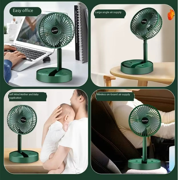 USB Desk Fan Portable Folding Telescopic Desktop Fan
