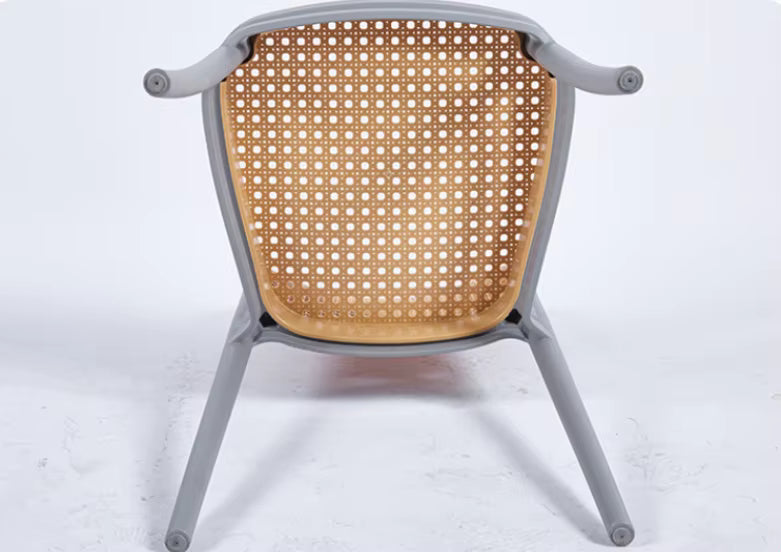 MFurn Classic Stackable Plastic Rattan Dining Chair – Natural Handwoven Cane Seat & Backrest