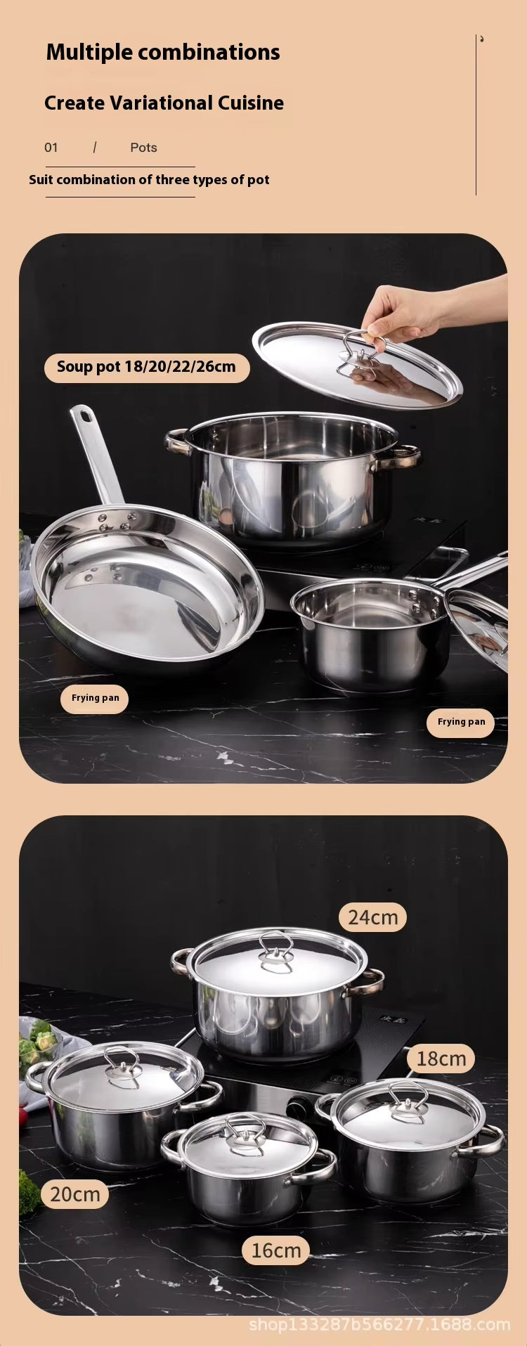 DOLPHIN 15-Piece Stainless Steel Cookware Set – Durable Pots & Pans