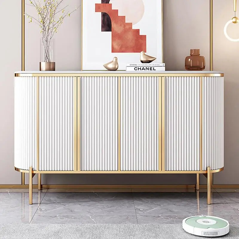 MFurn White & Gold Console Table – Modern Luxury Storage Cabinet