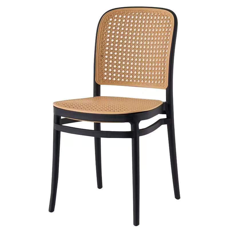 MFurn Classic Stackable Plastic Rattan Dining Chair – Natural Handwoven Cane Seat & Backrest