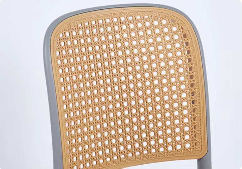 MFurn Classic Stackable Plastic Rattan Dining Chair – Natural Handwoven Cane Seat & Backrest