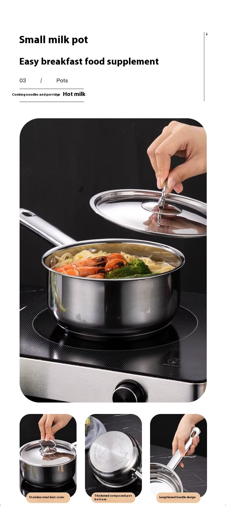 DOLPHIN 15-Piece Stainless Steel Cookware Set – Durable Pots & Pans