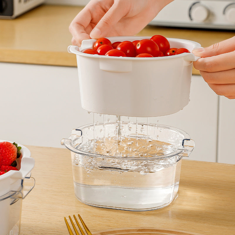 MHome Plastic Kitchen Colander Bowl Set – Double Layer Drain Basin