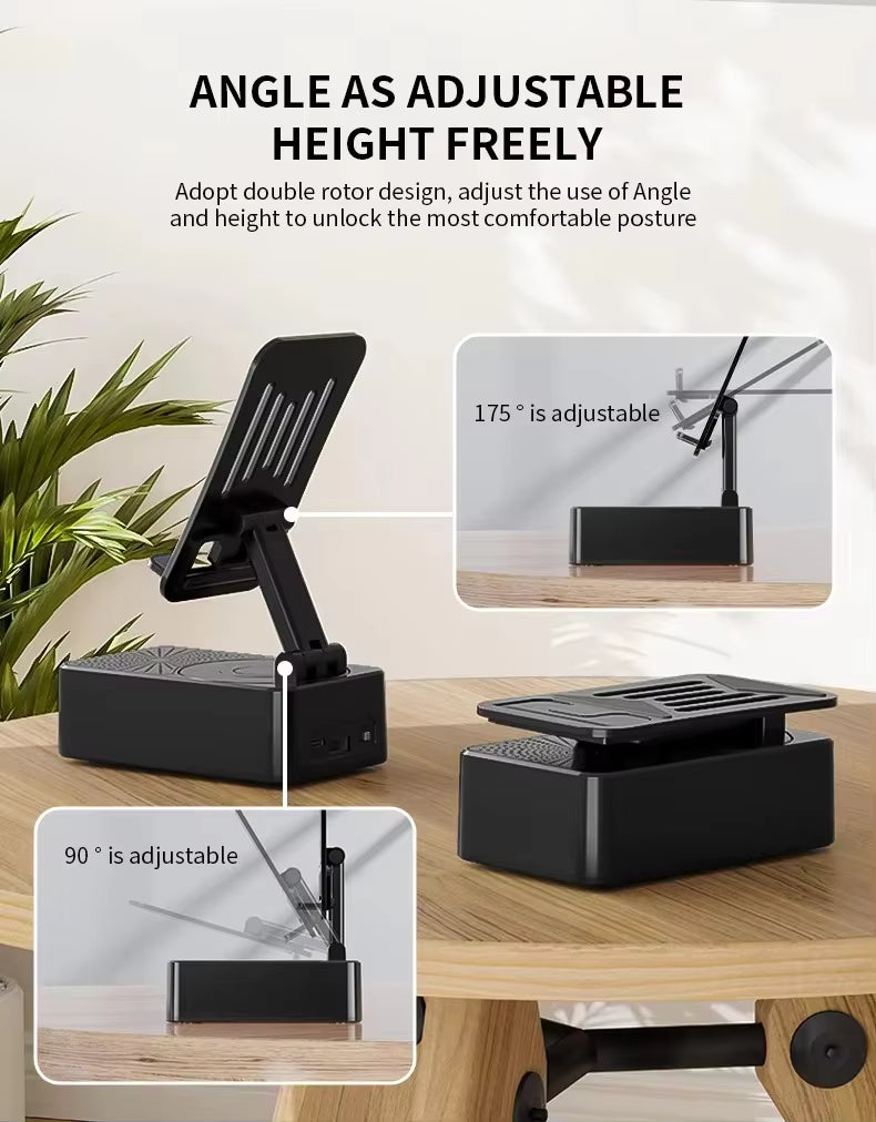 3-in-1 Phone Stand with Bluetooth Speaker & Power Bank