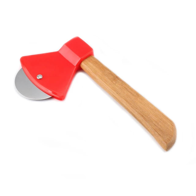MHome 360° Roller Axe Pizza Cutter – Stainless Steel Blade with Bamboo Handle