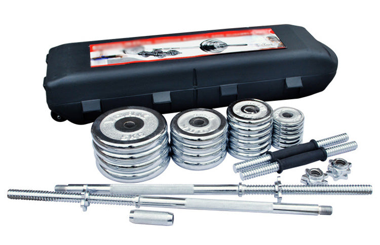 ProSportz 50kg Adjustable Dumbbell & Barbell Set – Iron Plates with Rubber-Coated Bars | Home Gym Strength Training Kit