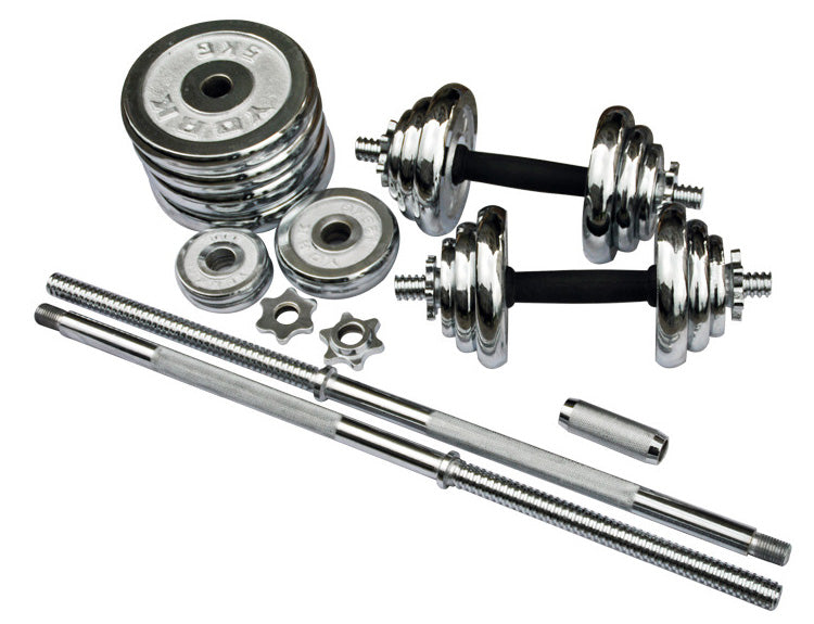 ProSportz 50kg Adjustable Dumbbell & Barbell Set – Iron Plates with Rubber-Coated Bars | Home Gym Strength Training Kit