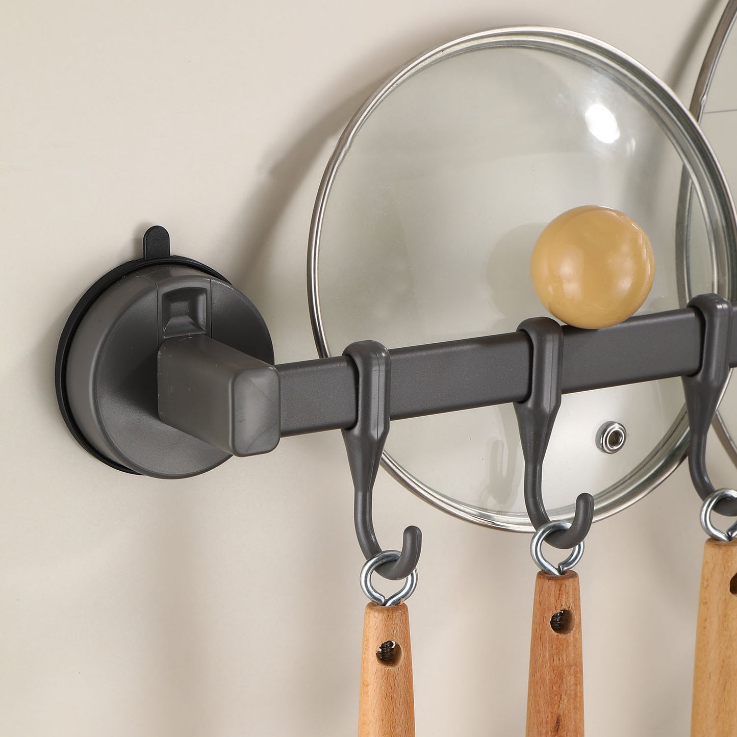MHome Wall-Mount Kitchen Utensil Hanger Rack Suction Hooks