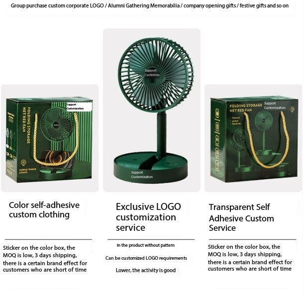 USB Desk Fan Portable Folding Telescopic Desktop Fan