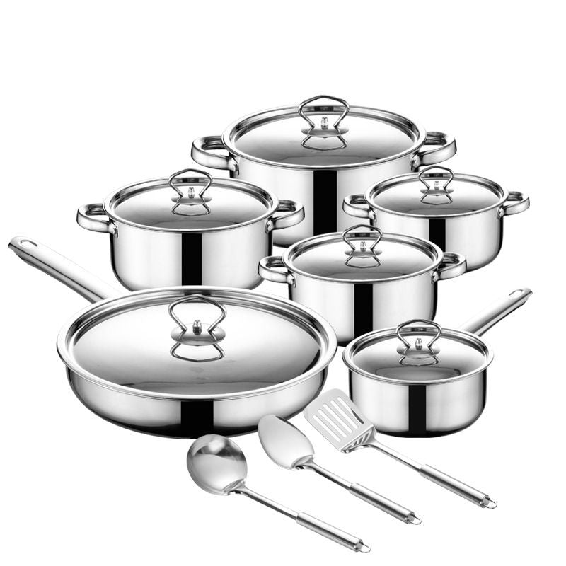 DOLPHIN 15-Piece Stainless Steel Cookware Set – Durable Pots & Pans