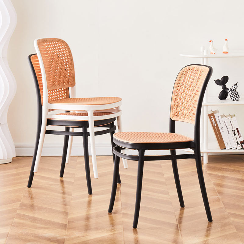 MFurn Classic Stackable Plastic Rattan Dining Chair – Natural Handwoven Cane Seat & Backrest