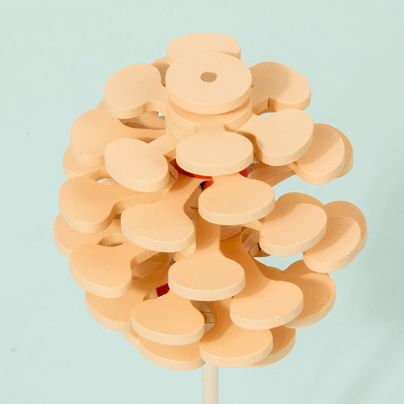 Wooden Spinning Lollipop Toy – Animal Pattern Anti-Stress Fidget Toy for Kids & Adults