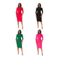 Solid Crew Neck Button Front Body-Con Dress, Half Sleeve Elegant Dress Women's Clothing