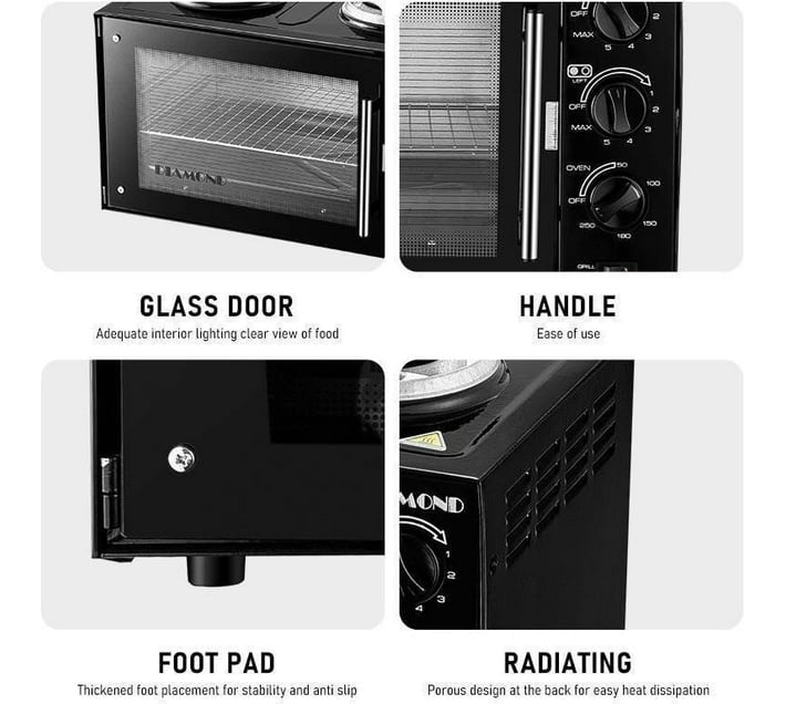 DIAMOND Combo Stove Oven Toaster Grill 28L Black