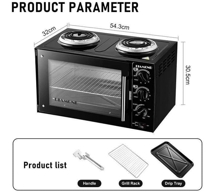 DIAMOND Combo Stove Oven Toaster Grill 28L Black
