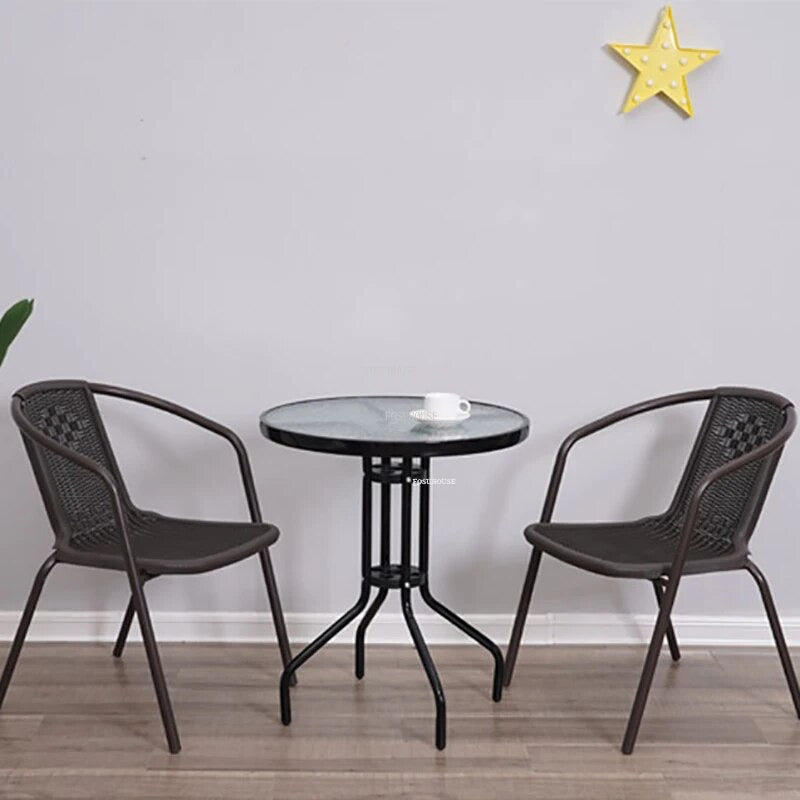 Nordic Iron Art Garden Furniture Sets Home Balcony Outdoor Furniture Leisure Table and Chair Patio Furniture Office Glass Table