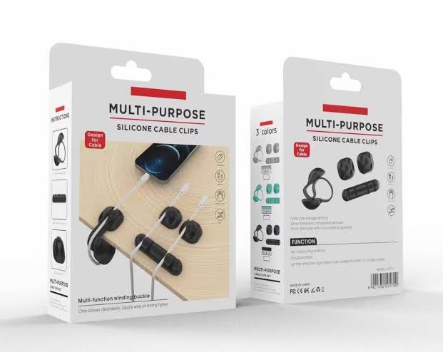 MTech 4-Piece Silicone Cable Organiser Set – Multipurpose Desk & Office Cable Clips