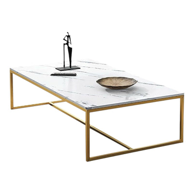 MFURN 
Modern Living Room coffe table Rectangle Coffee Table with Faux Marble Tabletop, Modern Sofa Side Table with Stainless Steel Frame for Living Room-Various Colours
