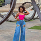 Ladies Flared Denim Jeans - Blue
