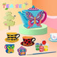Tea Set for Little Girls,15Pcs Paint Your Own Ceramic Tea Party Pretend
