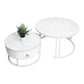 MFURN White Coffee Tables, Nesting Coffee Tables Set of 2, Nest of Table with Storage Drawer, Modern Centre Table with Rock Slab and Metal Frame Legs for Living Room, Office, Apartment
