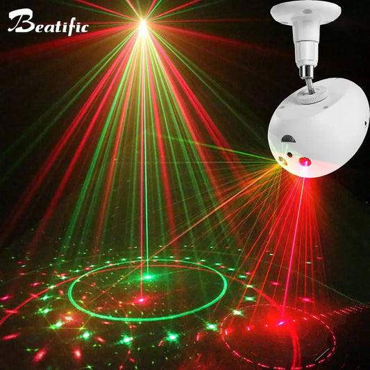 Party Lights Dj Disco Ball Light with Pattern Projection RGB Colored Strobe Stage Lighting for Parties Indoor Dance Birthday Rave Bar Karaoke Christmas Wedding Show Club (Color:White)
