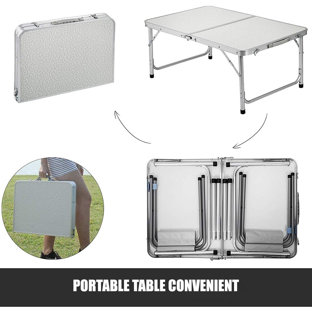 Folding Camping Table with Adjustable Height Legs, 1.2M Lightweight Aluminum Table, Indoor Outdoor