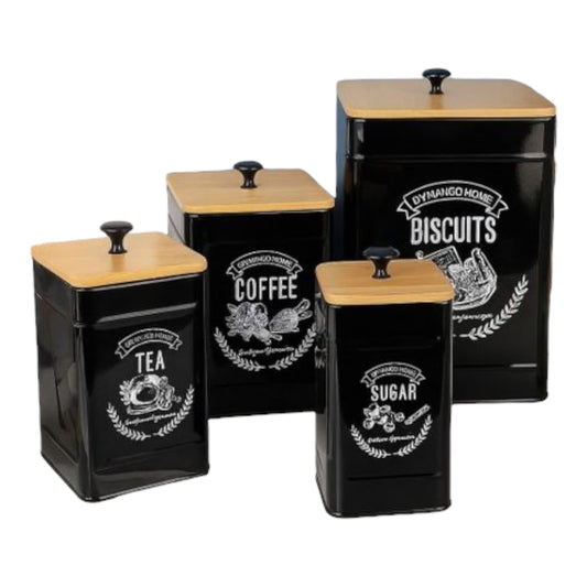 MHome Set of 4 Condiments Canisters Tea,Coffee Sugar & Biscuits-Various Colours