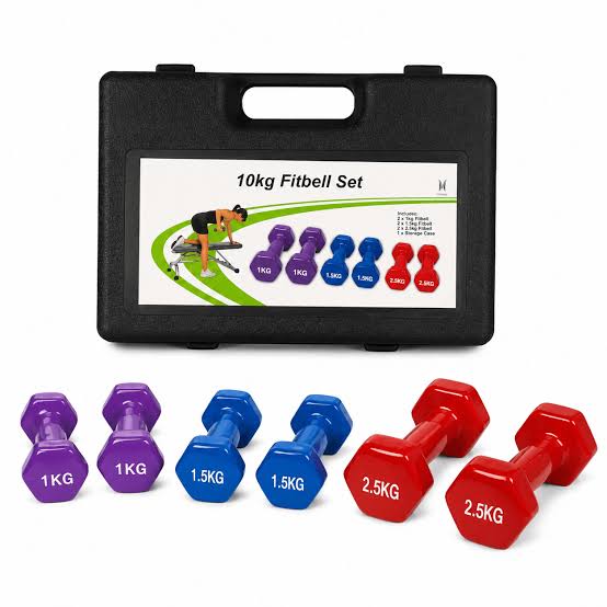 Pro-Sportz 10kg Hexagonal Dumbbell Set + Carrying Case