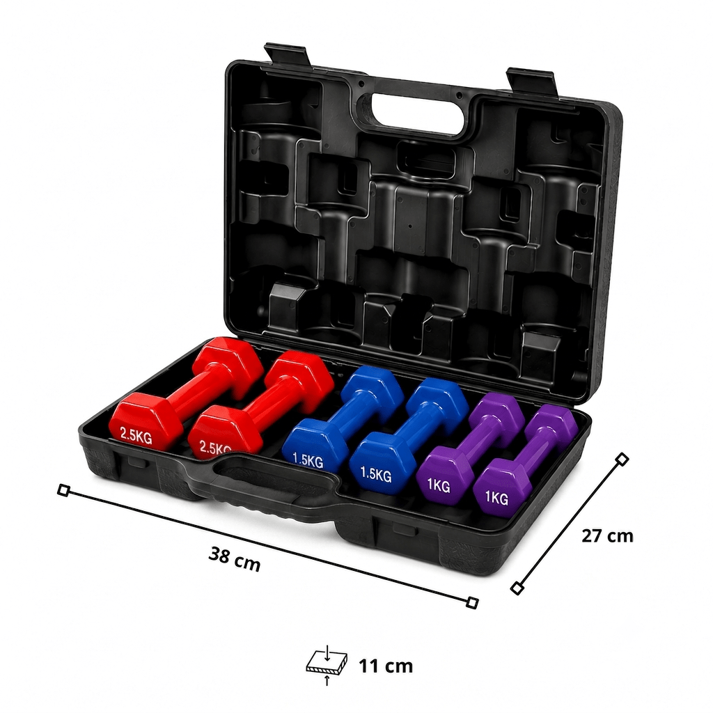 Pro-Sportz 10kg Hexagonal Dumbbell Set + Carrying Case
