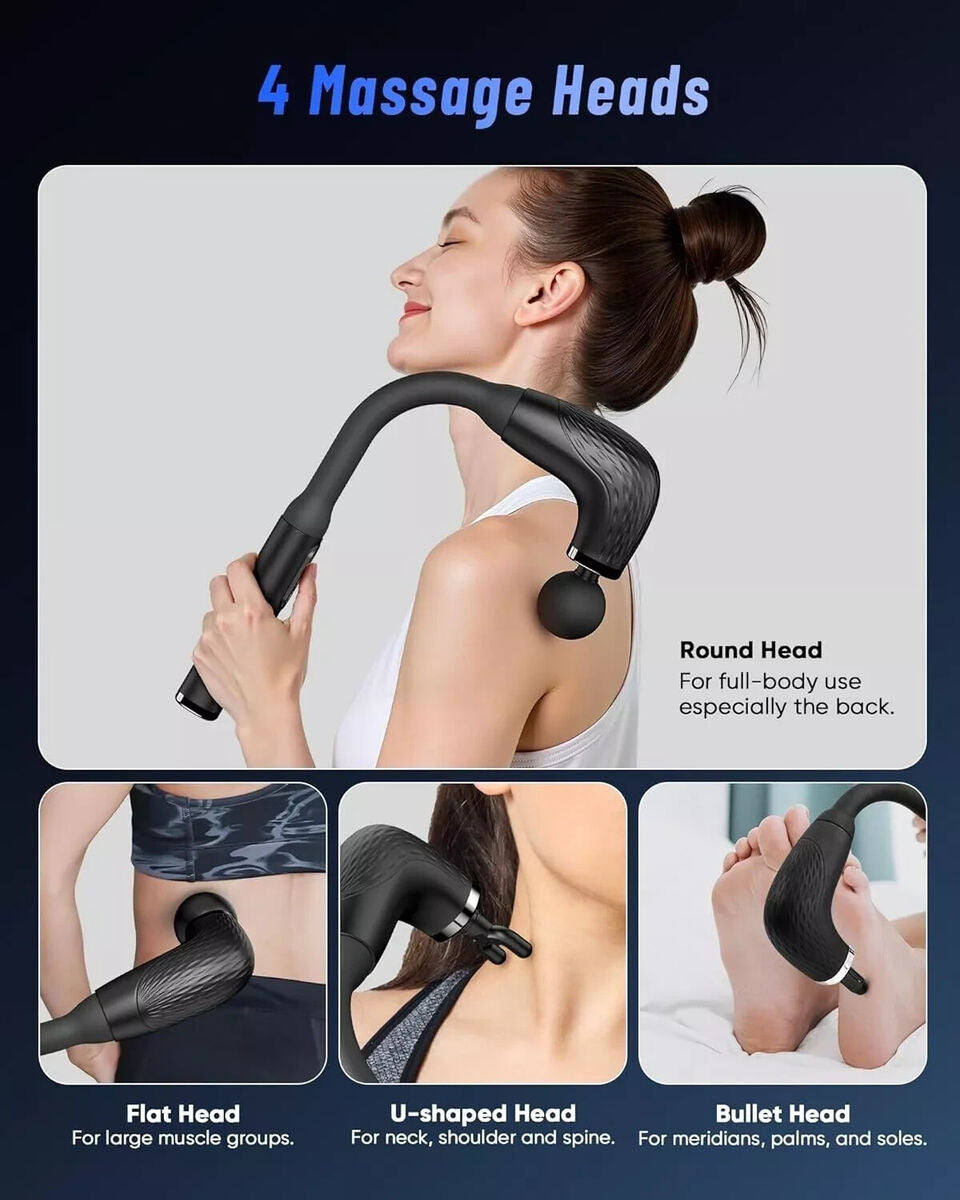 Massage Gun U-Shaped For Full Body Workout 4 Massage Heads
