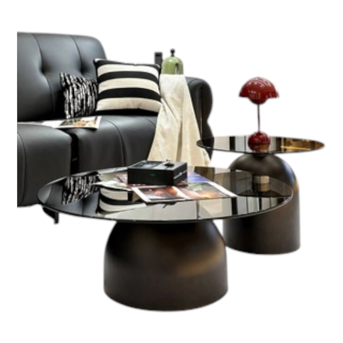 MFurn Nordic Modern Coffee Table with Sleek European-Style Design Clear Glass Top and Wood Panel for Living Rooms