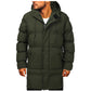 Mens Zipper Padded Jacket With Hood Long Sleeve Warm Long Coat